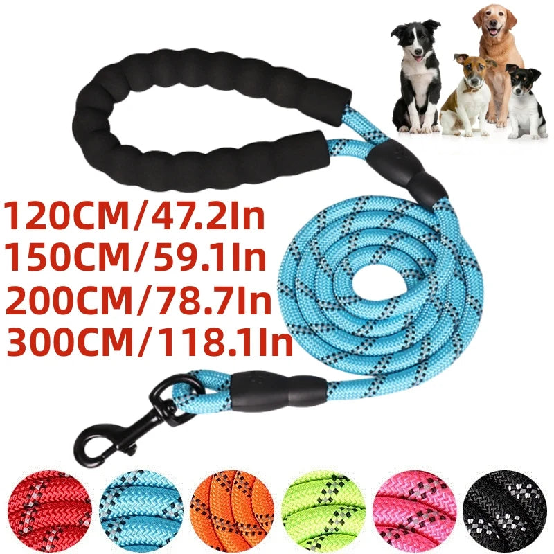 Laisse Renforcée pour Chiens - 120/150/200/300 CM avec Poignée Douce