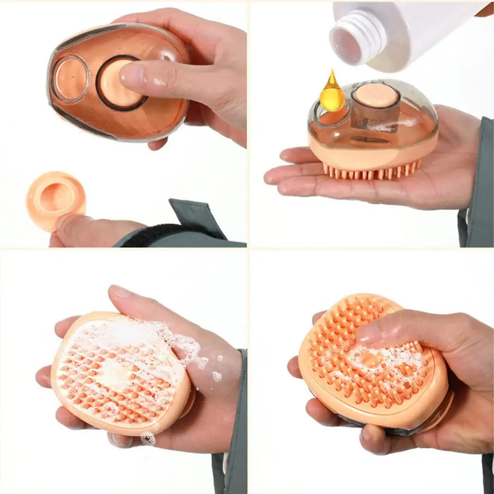 Brosse de Bain pour Chiens et Chats - Massage et Nettoyage en Profondeur